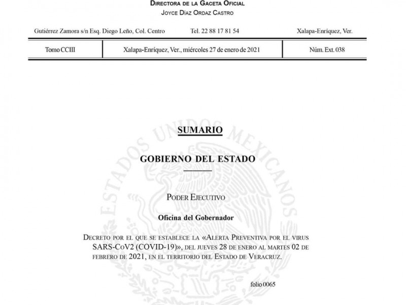 Publican en gaceta oficial nuevo decreto de “Alerta Preventiva”