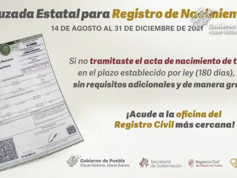 Puebla con rezago de 13,162 niños sin acta de nacimiento