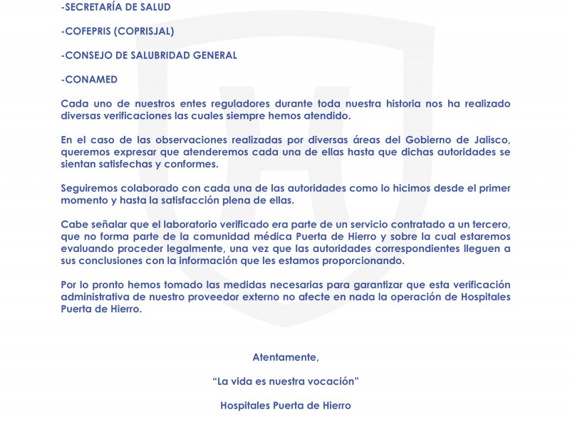 Puerta de Hierro responde sobre acusaciones contra Laboratorio