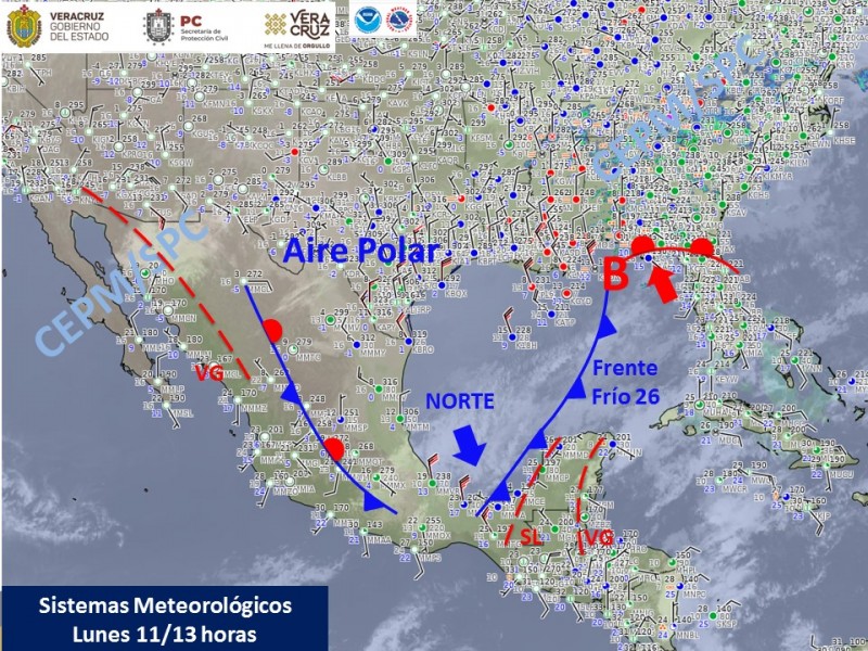 Rachas de viento superan 100 km/h este lunes en Veracruz