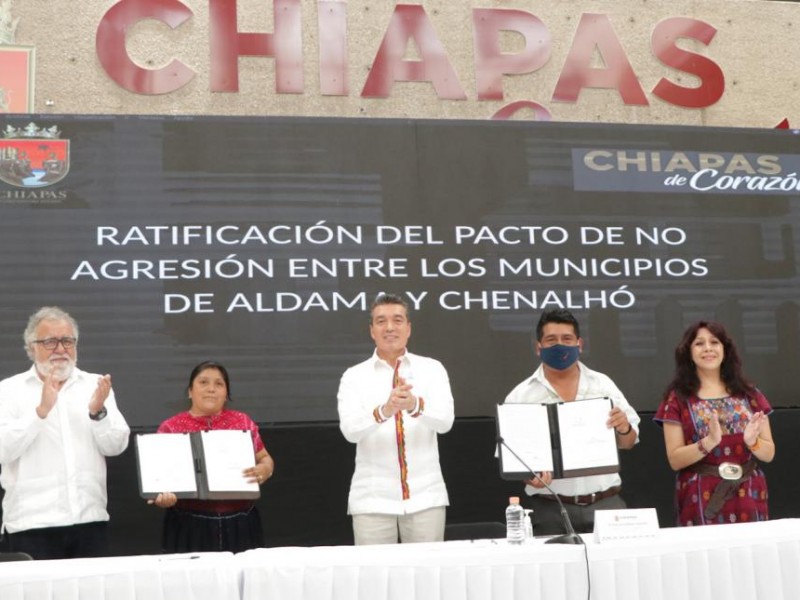 Ratifica Chenalhó y Aldama pacto de no agresión ante autoridades