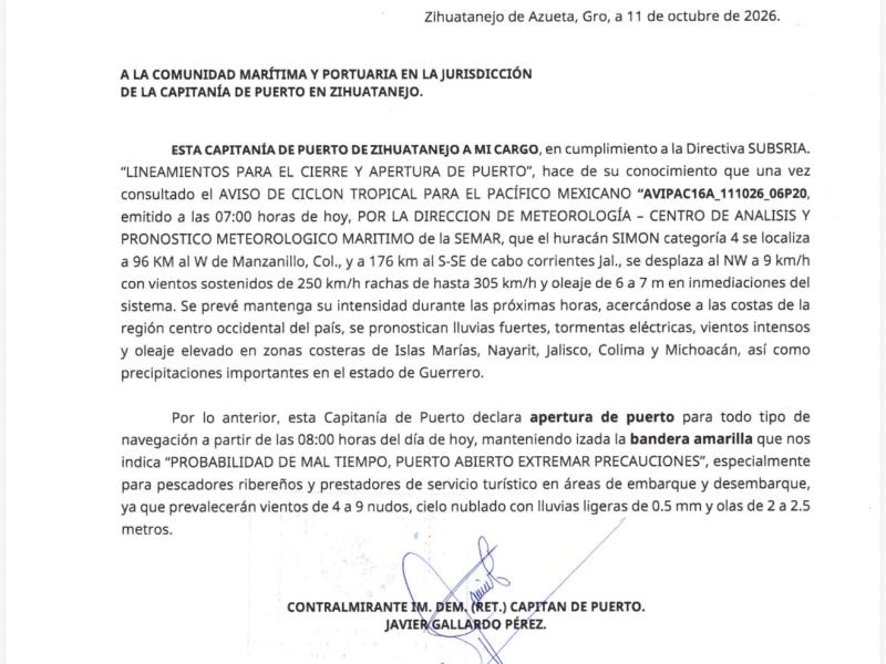 Reabren puerto de Zihuatanejo; mantienen alerta por fuerte oleaje