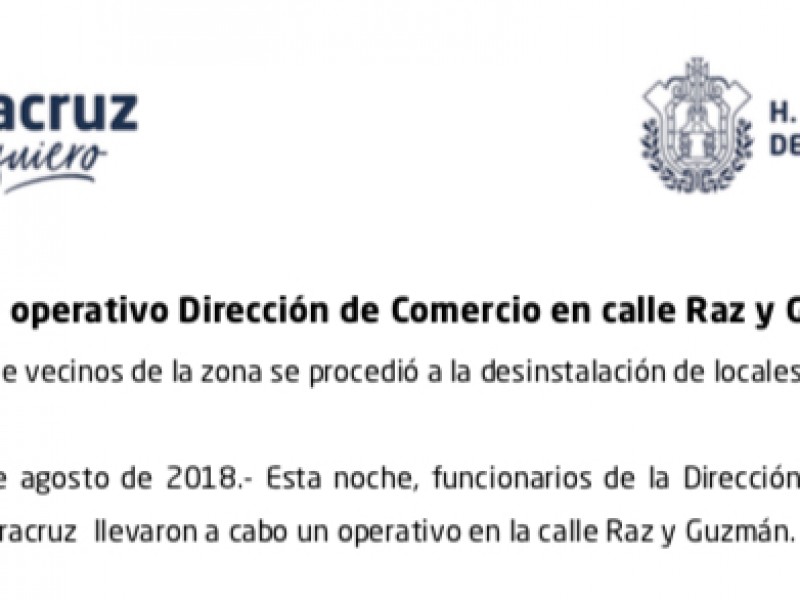 Realiza Ayuntamiento de Veracruz retiro de comerciantes