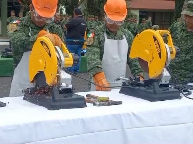 Realizan ceremonia de destrucción de armas en Puebla