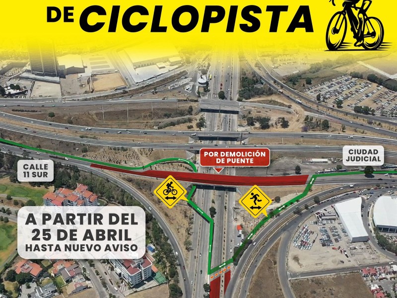 Realizan cierres de ciclopistas en Vía Atlixcáyotl