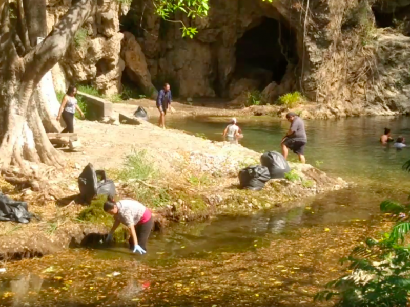 Realizan limpieza en el balneario El Tolistoque