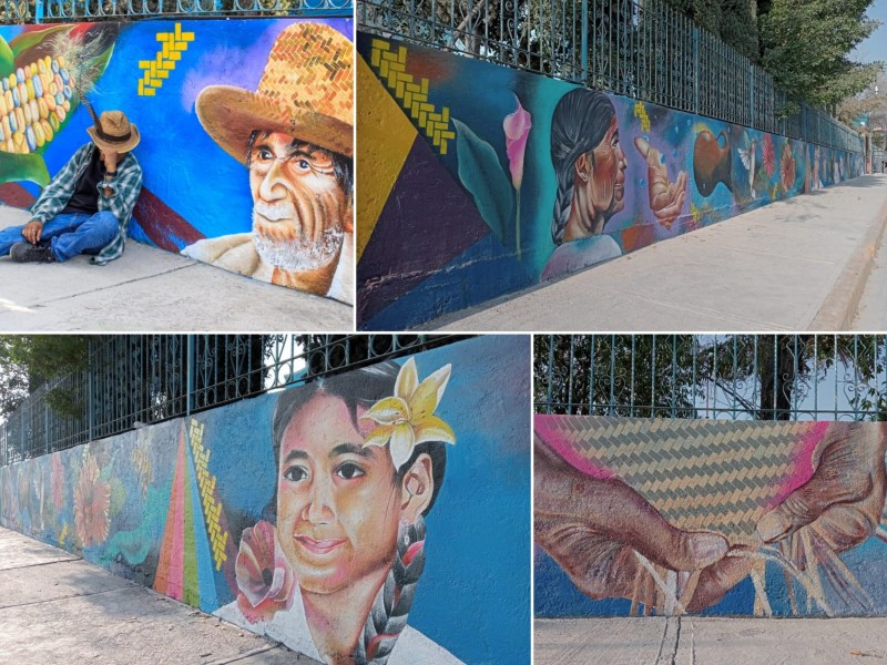 Realizan mural (100 metros) dedicado a población indígena en Tlacotepec