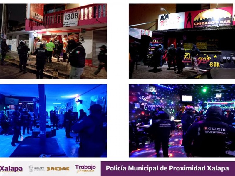 Realizan operativos de seguridad en bares y cantinas de Xalapa
