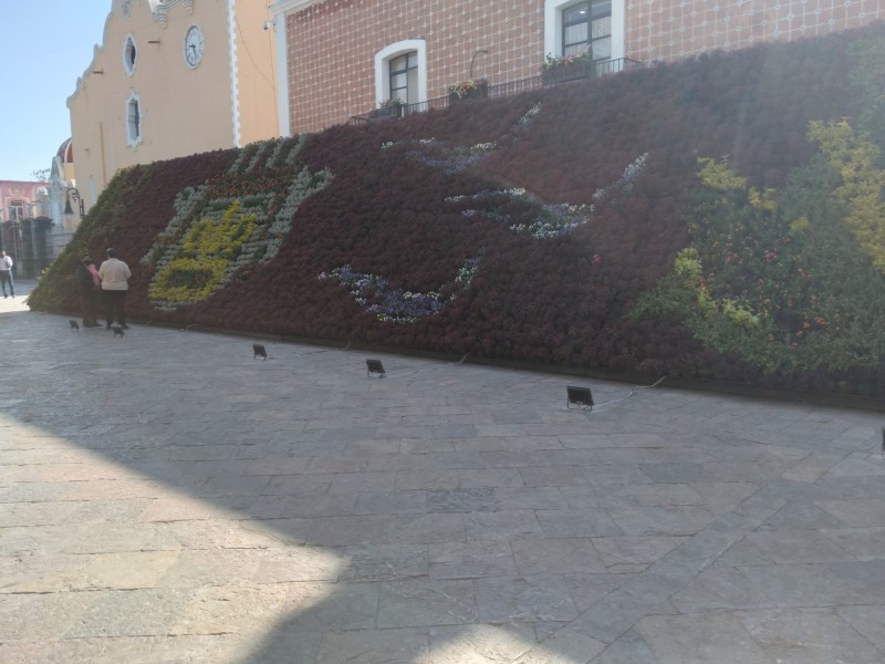Realizan segundo mosaico de flores inclusivo en Atlixco