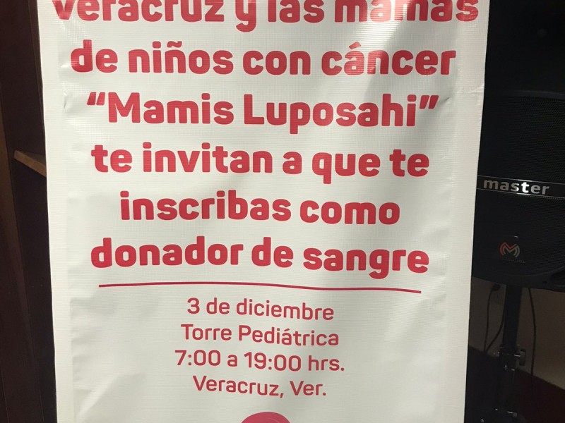 Realizarán colecta de donación de sangre para niños con cáncer