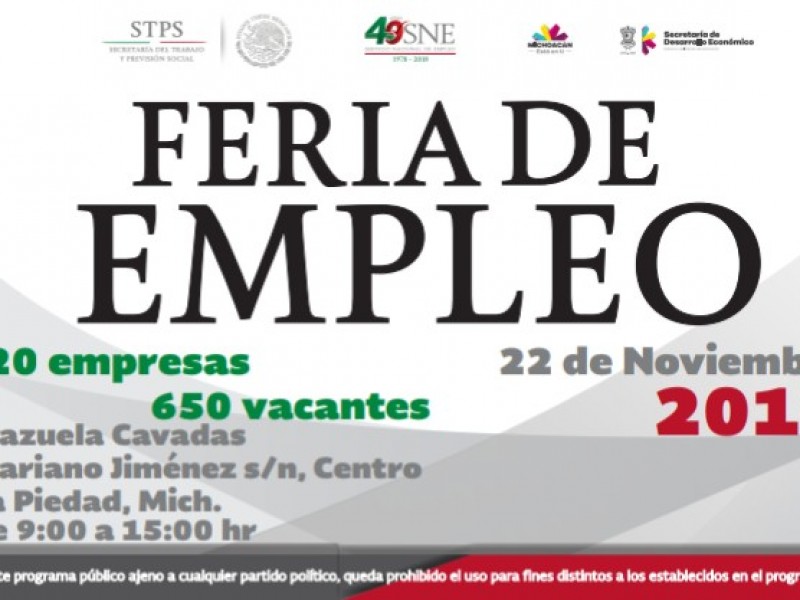 Realizarán feria de empleo en La Piedad