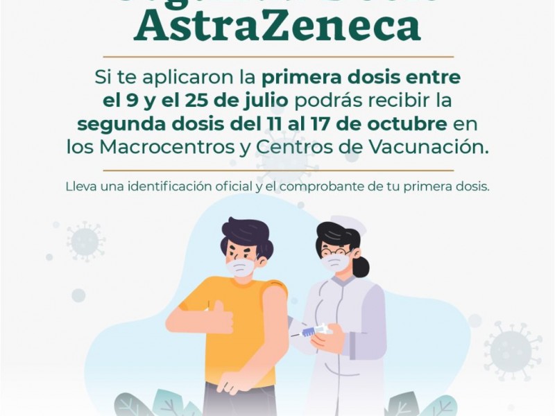 Reanudan aplicación de segunda dosis AstraZeneca en Chiapas