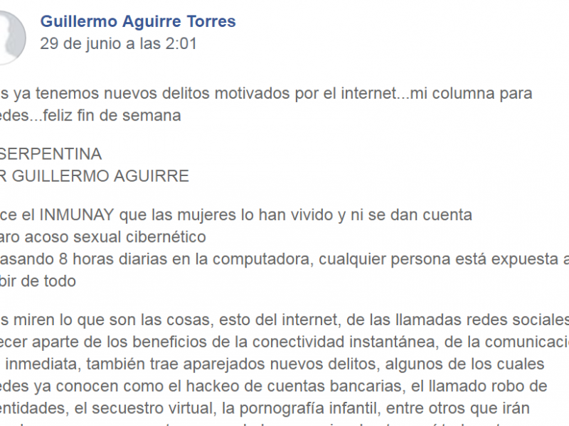 Rechaza activista, opinión de columnista sobre violencia digital