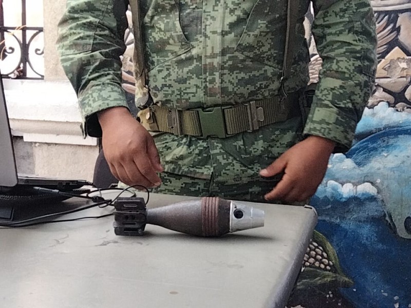 Reciben en canje de armas una granada de mortero 60mm