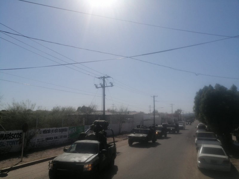 Recorren militares calles de Caborca y Nogales para reforzar seguridad