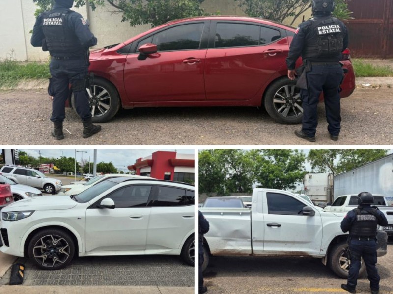 Recuperan tres vehículos robados en Culiacán durante operativos conjuntos