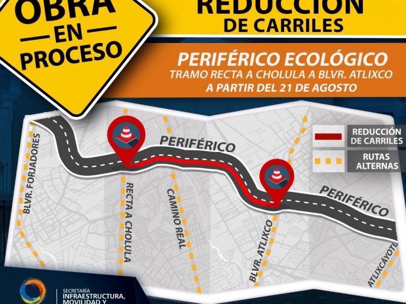 Reducción a un carril en Periférico por modernización