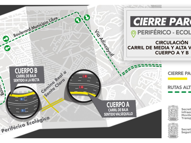 Reducción de carriles en Periférico Ecológico