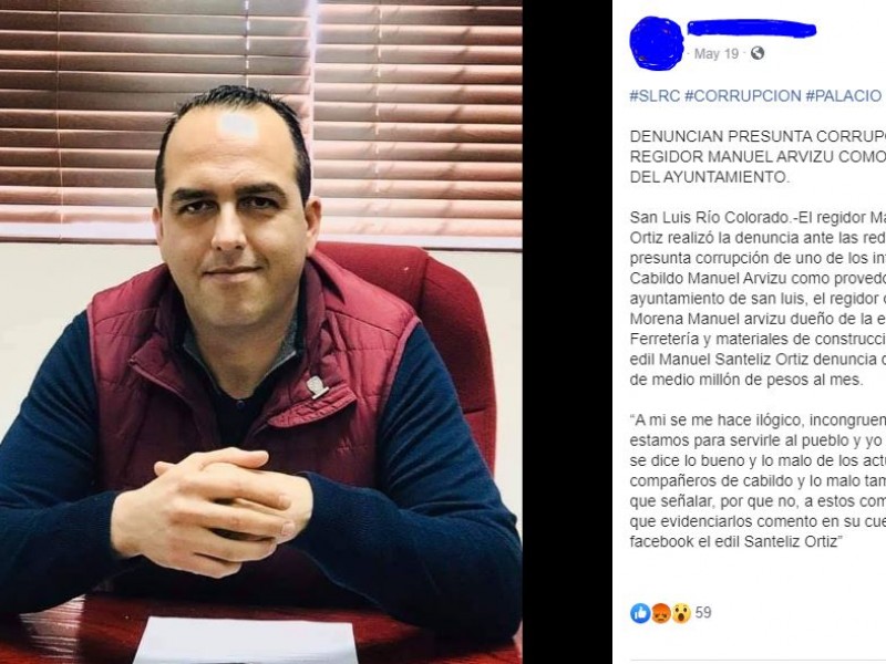 Regidor Manuel Arvizu es acusado por presunta corrupción