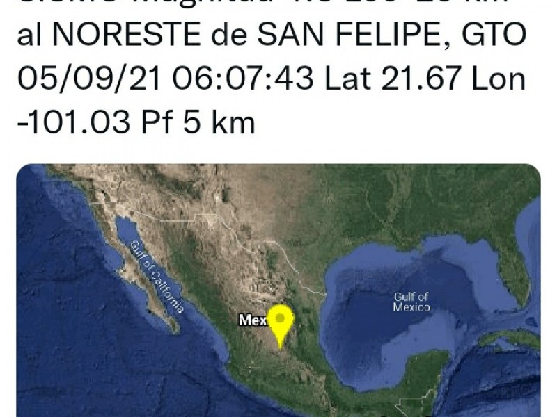 Registra Guanajuato 16 sismos en fin de semana