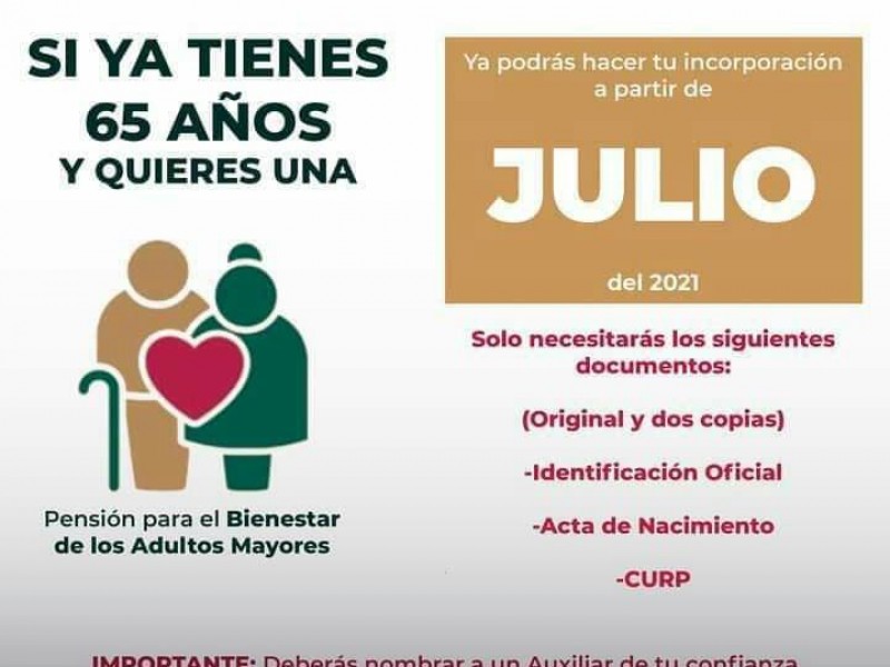 Registros para Pensión del Bienestar serán hasta julio