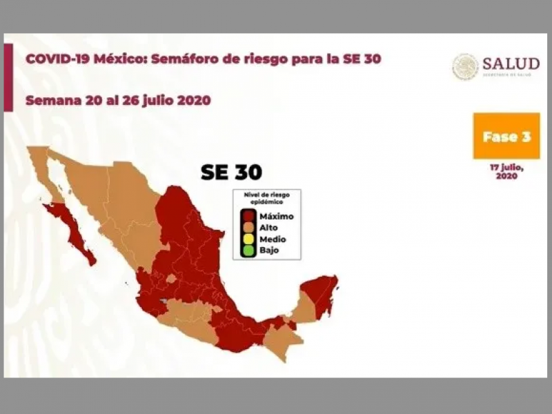 Regresa Jalisco al rojo en semáforo federal de riesgo COVID