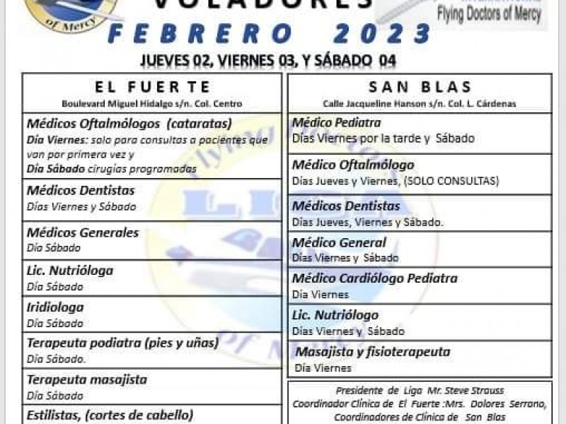 Regresan los médicos voladores a El Fuerte y San Blas