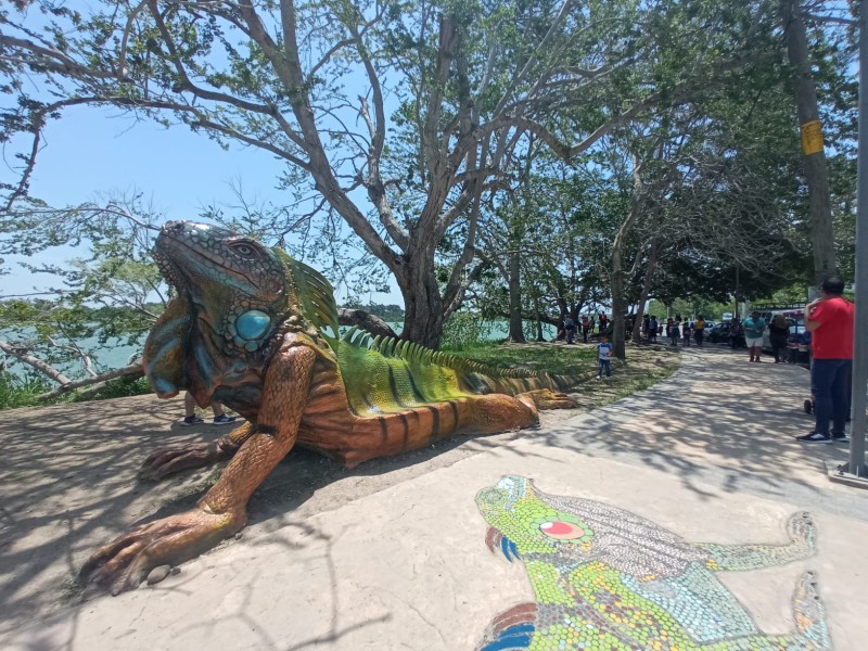 Rehabilitan escultura del Santuario de la Iguana