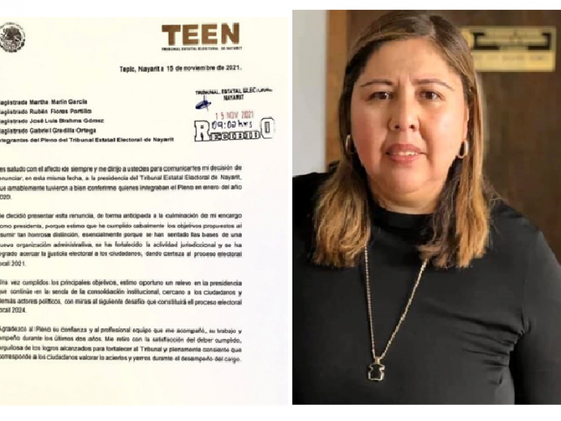 Renuncia presidenta del Tribunal Electoral de Nayarit