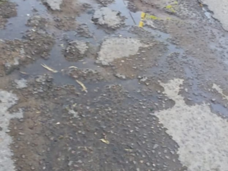 Reportan calles con baches en la colonia El Manantial