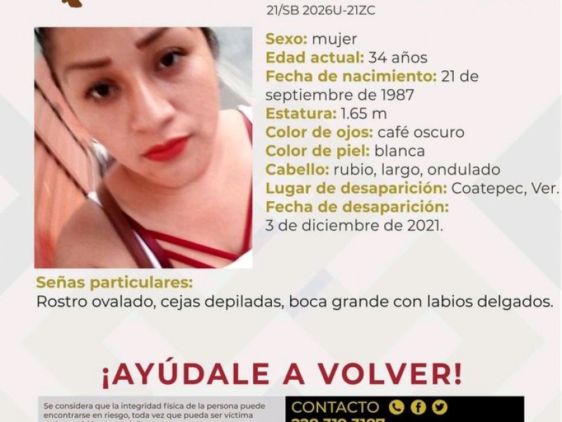 Reportan desaparición de mujer en Coatepec