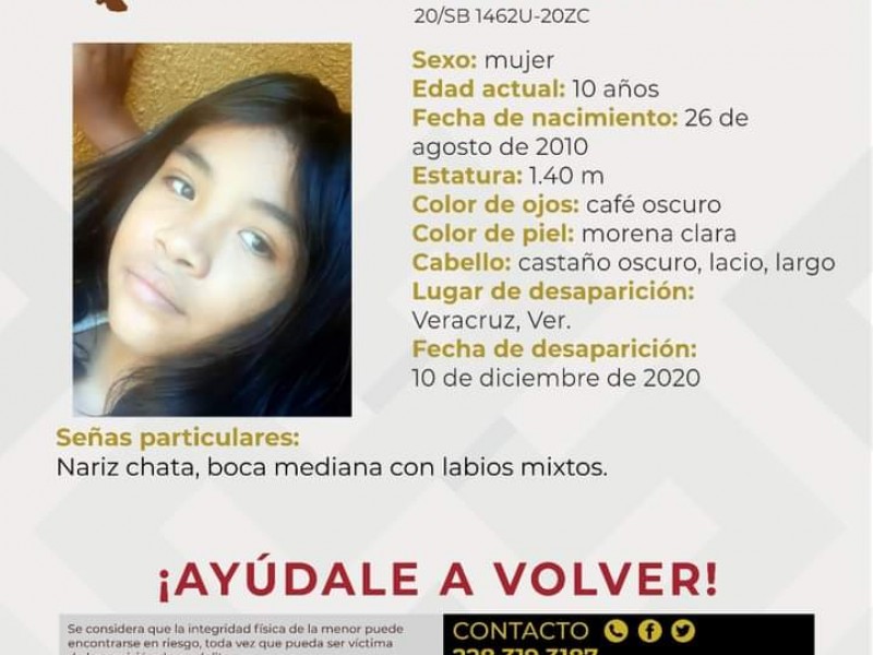 Reportan familiares desaparición de una menor en Veracruz.