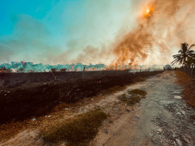 Incendio de pastizales en Ejido La Calzada