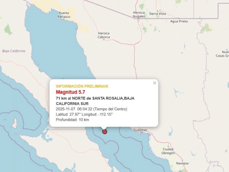 🔴 Reportan sismo perceptible en Sonora; sin afectaciones hasta el momento