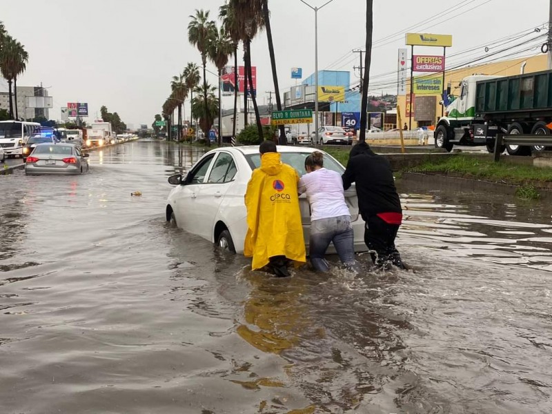 Reporte de la lluvia vespertina de este lunes en Querétaro