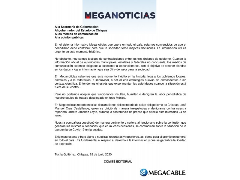 Reprobamos cualquier acto que atente contra la libertad de expresión