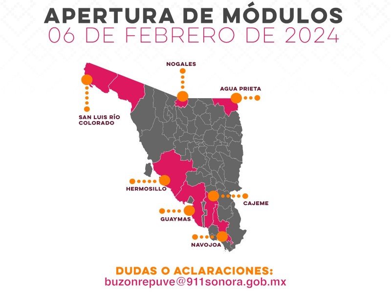 Repuve anuncia apertura de módulos en  municipios de Sonora