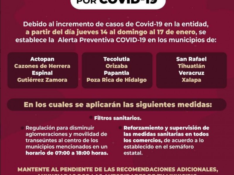 Restricción de movilidad para 12 municipios desde el jueves