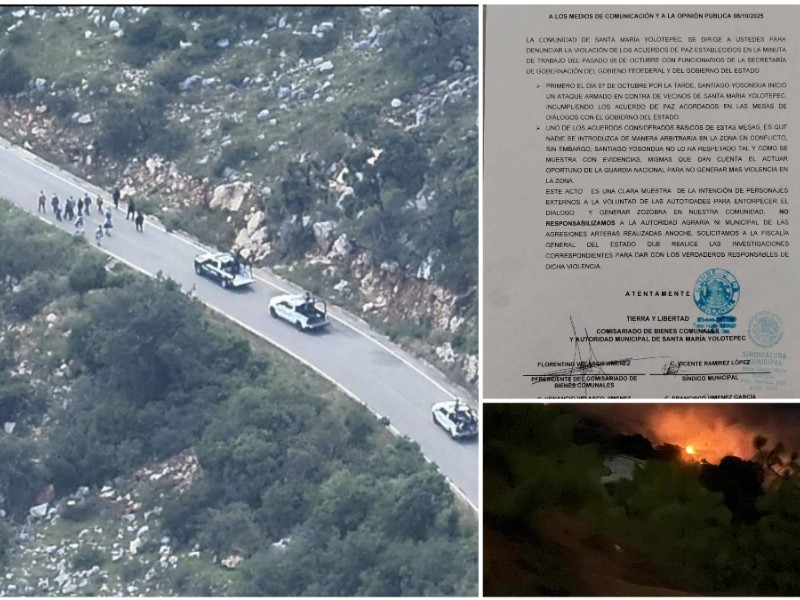 Resurge violencia entre Yosondua y Yolotepec, denuncian violación de acuerdos de paz