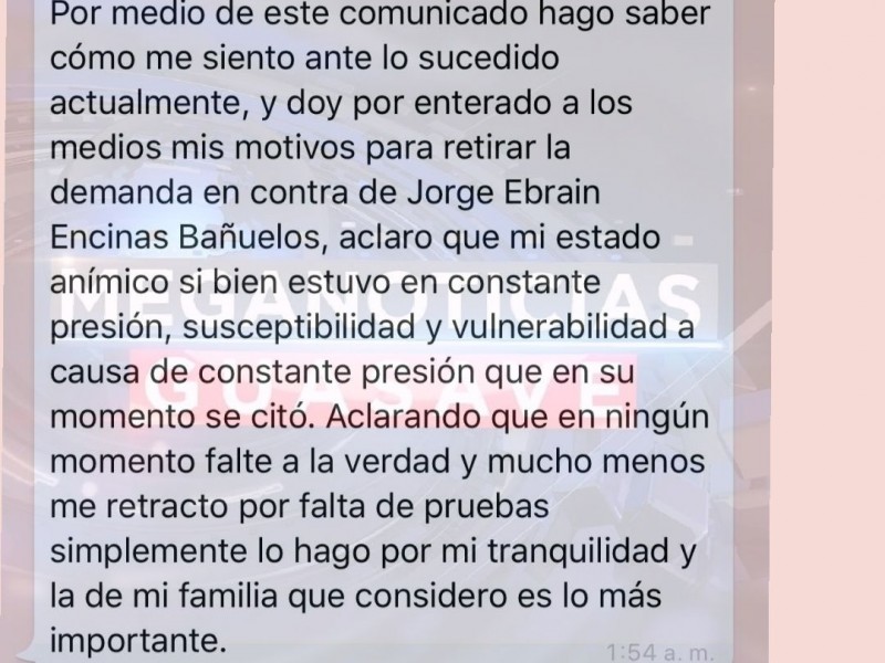 Retiran denuncia que pasaba sobre funcionario municipal.