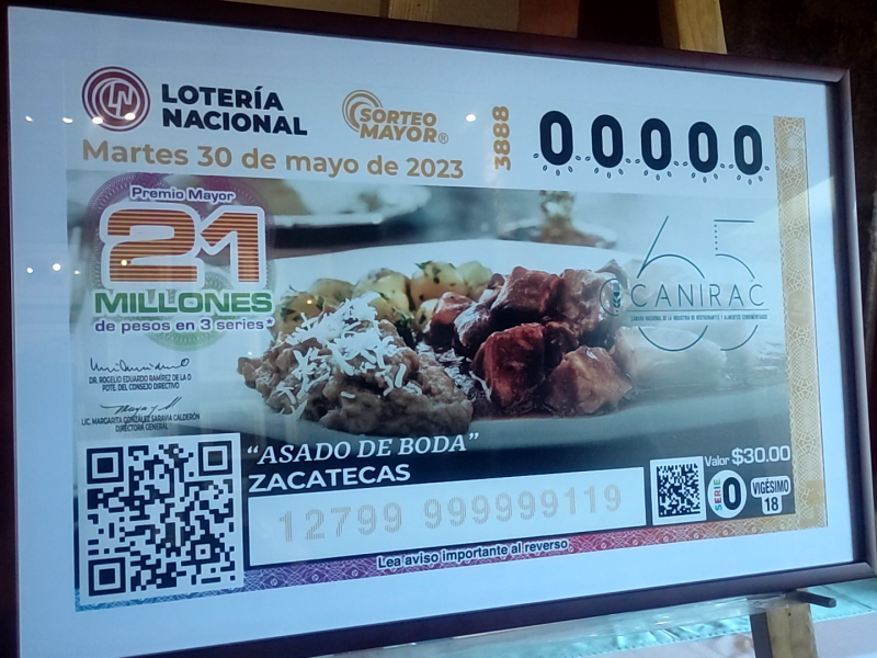 Revelan boleto de Lotería Nacional del Asado de Boda zacatecano