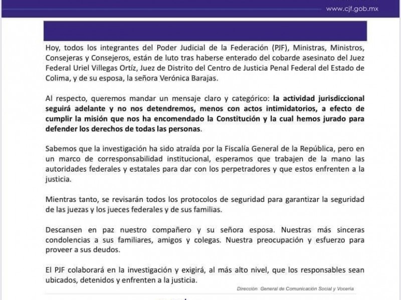 Revisarán protocolos para garantizar seguridad de jueces y su familia