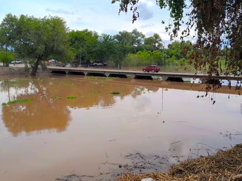 Río Sinaloa alcanza niveles críticos; roza puente vado en Guasave