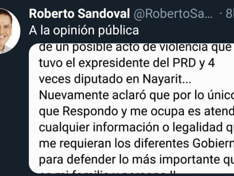 Roberto Sandoval respondió a señalamientos por atentado