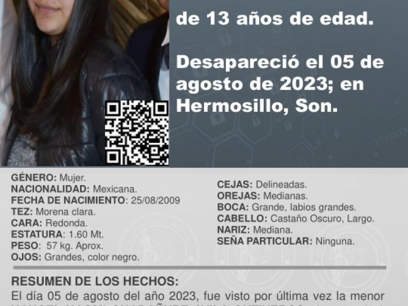 Se activa Alerta Amber Sonora para búsqueda de adolescente