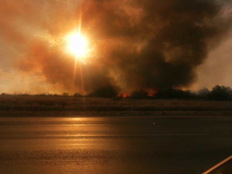 Se activan bomberos por incendio en carretera