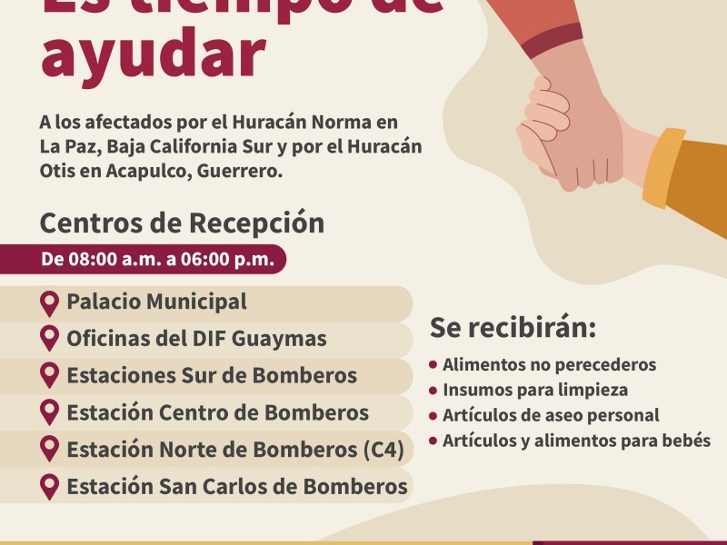 Se activan centros de acopio en Guaymas