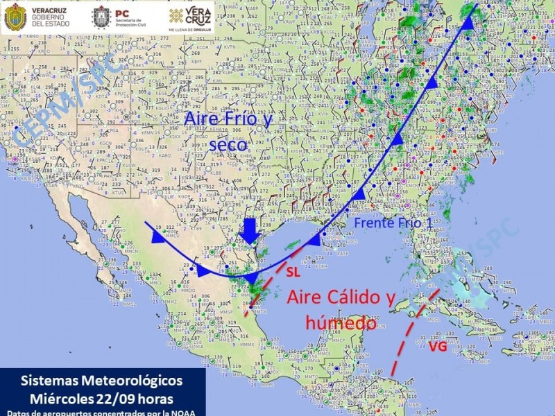 Se aproxima el Frente Frío #1; así afectará a Veracruz