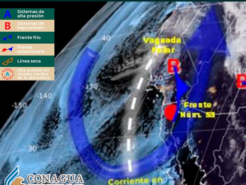 Se aproxima frente frío no 53