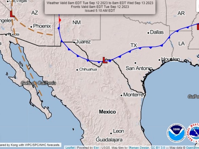 Se aproxima un frente frío al norte del país